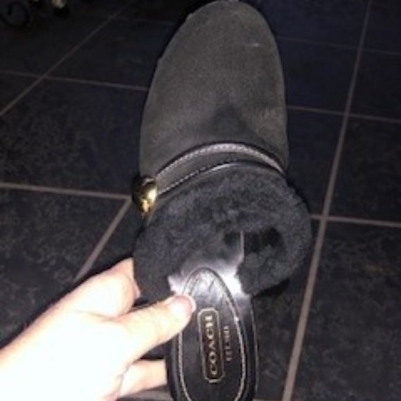 Coach sz 9.5 black suede Ivanka clogs - Picture 9 of 10